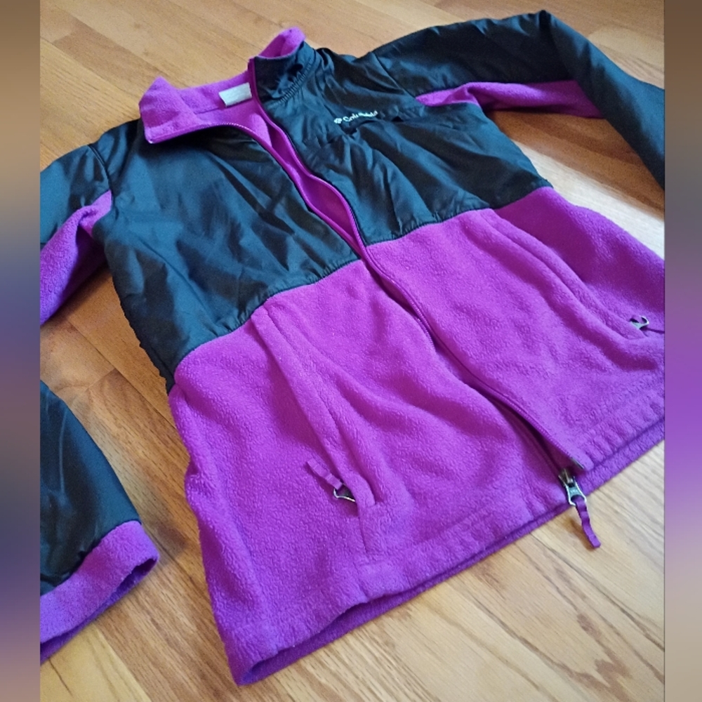 Columbia Girls' Fleece Jacket Fuchsia and Black Size L 14-16 - Picture 2 of 12